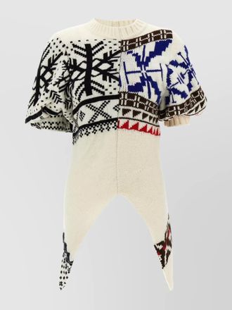sacai knitwear with geometric pattern and crew neck