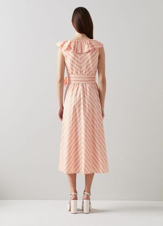 L.k. Bennett Womens Shenyu Dress, Multi - Pink Cotton - Size 8 UK