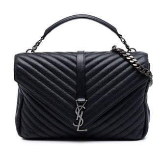 Saint Laurent Pre-owned Saint Laurent Large Sheepskin Chevron Monogram Monochrome College Bag Ladies 7319CXVJOMGRW5TB
