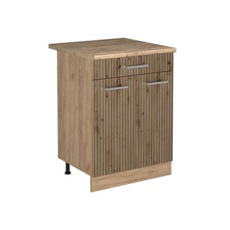 Vicco Mueble Bajo De Cocina R-line, Roble Artesanal/roble Dorado, 60 Cm Con Caj&oacute;n Encimera Roble Dorado, Vicco