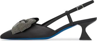 Loriblu Zwarte slingback met strik - Dames - Pumps - Zwart - 36 EU - Schoenen