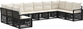 vidaXL Conjunto De Sof&aacute;s De Jard&iacute;n 10 Uds. Negro Rat&aacute;n Sint&eacute;tico Vidaxl