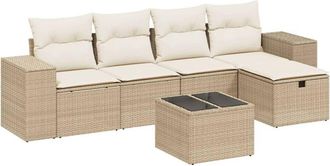 vidaXL Vidaxl - Juego De Sof&aacute;s Jard&iacute;n Con Cojines 6 Pzas Rat&aacute;n Sint&eacute;tico Beige