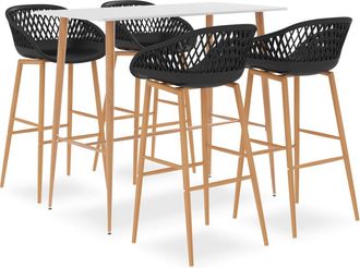 vidaXL Mesa Alta Y Taburetes De Bar 5 Piezas Blanco Y Negro Vidaxl