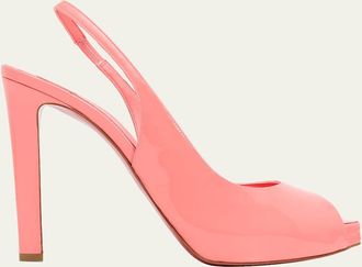 Christian Louboutin 120mm Lady Fanny Patent Leather Peep-Toe Pumps
