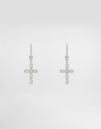 Dolce & Gabbana Creole Earrings With Crystal Cross - Woman Bijoux Crystal Metal Onesize