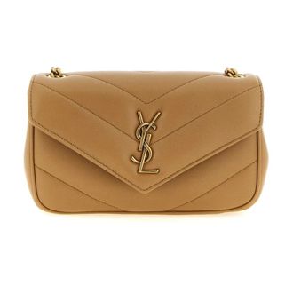 Saint Laurent Bolso bandolera de piel acolchada con monograma - Bags - Mujer - Beige - ONE SIZE