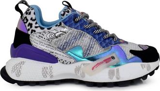 Renato Garini Womens Round Toe Pattern Sneaker In Blue Multi