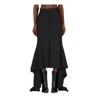 Balenciaga Maxi Skirts, female, Black, Size: 2XS Wool-blend Draped Midi Skirt