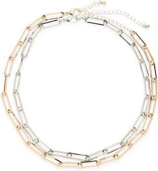 Tasha Set of 2 Paper Clip Chain Necklaces in Gold/Silver at Nordstrom Rack