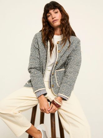 Fat Face FatFace Milly Blue Ditsy Petite Quilted Jacket