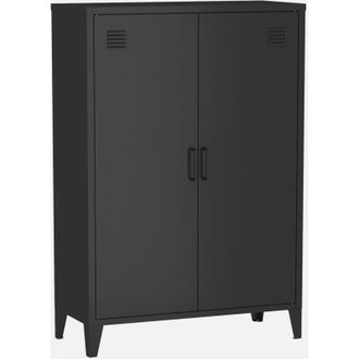 Sweeek Sweeek - C&oacute;moda/armario Industrial Metal 2 Puertas, Soho, Negro, 75x33x110 Cm