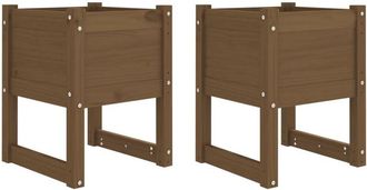 vidaXL Vidaxl - Jardinera 2 Uds Madera Maciza De Pino Marr&oacute;n Miel 40x40x52,5 Cm