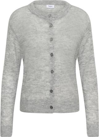 Saint Tropez Mila SZ R-Neck Cardigan - Dames - Vesten - Grijs - XL - Leer - Truien & Vesten