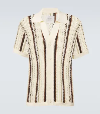 Frescobol Carioca Pinto crochet striped cotton shirt