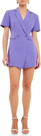 endless rose Double Breasted Blazer Romper in Purple at Nordstrom, Size X-Small
