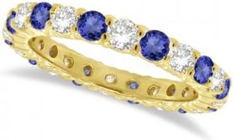 Allurez Tanzanite & Diamond Eternity Ring Band 14k Yellow Gold (1.07ct)