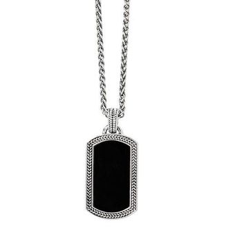 Jan Leslie Sterling Silver & Gemstone Dog Tag Pendant Necklace in Black at Nordstrom