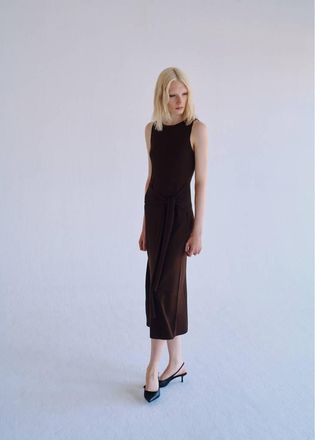 Mango Vestito maglia fiocco marrone - Donna - XXS - MANGO