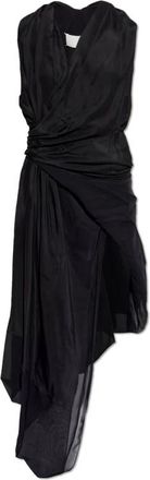 Maison Margiela Asymmetrische Gedrapeerde Jurk - Dames - Casual kleedjes - Zwart - XS - Kleedjes