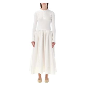 Polo Ralph Lauren Maxi Dresses, female, White, Size: M Long Dress Henley Top