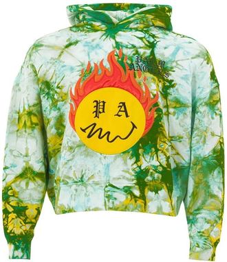 Palm Angels Kleurrijke Katoenen Hoodie met Smiley - Heren - Hoodies - Veelkleurig - XS - Katoen - Hoodies & sweatvesten