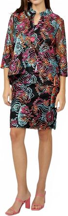 Frank Lyman Design Abstract Lightweight Mesh Jacket In Black/multi