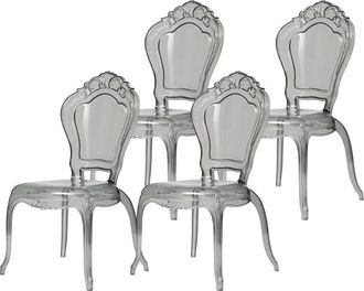 Biscottini International Set 4 Sillas De Policarbonato Transparente Silla De Cocina/sala De Estar Sillones De Pl&aacute;stico Para Comedor Sill&oacute;n Dormitorio