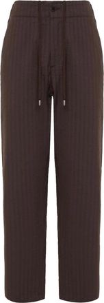 Costumein Broeken, Heren, Bruin, S, Linnen, Bruine Linnen Broek met Elastische Taille