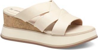 Johnston & Murphy Colleen Platform Wedge Slide Sandal in Bone Nappa Leather at Nordstrom, Size 7.5