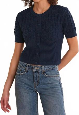 525 america Kara Bobble Knit Cotton Cardigan In Dark Blue