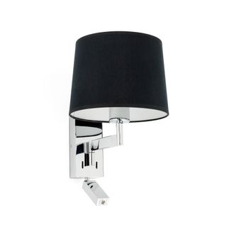 Faro Barcelona Artis Aplique De Pared Con Lector Cromo/negro 68493-03