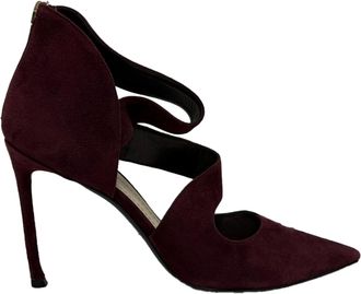 Dior Pre-owned Womens Strappy Pointed-Toe Pumps in Burgundy Suede - Size EU 42