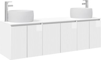 vidaXL Juego De Muebles De Ba&ntilde;o 3 Uds. Blanco Brillante Vidaxl