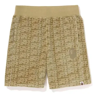 A Bathing Ape Logo Monogram Velour Shorts Beige 1J30-153-011-BEG