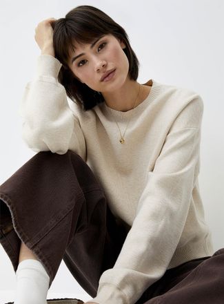 Twik Womens Puff-sleeve loose sweater