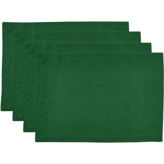 Solino Home Linen Placemats Set of 4, 14 x 19 Inch for Dining Table, Holiday and Everyday Table Decor - Fete in Pine Green at Nordstrom, Size Medium