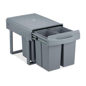 Relaxdays Pattumiera Estraibile Con 4 Secchi, Bidoni Raccolta Differenziata Sottolavello, 4x 8l, 34,6x34x51,8 Cm, Grigio - Relaxdays