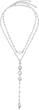 Ettika Dreamin Genuine Freshwater Pearl Layered Y-Necklace Set in Silver at Nordstrom