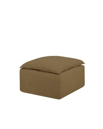 Deco Wood Puf de algod&oacute;n y lino desenfundable tono verde de 87x87cm