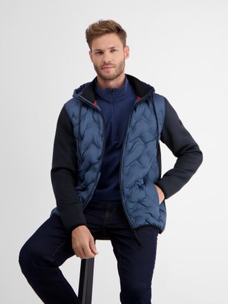 Lerros Sweatjacke LERROS Sweatjacke mit Nylonfront, Herren, Gr. S, blau (classic navy), 95% Polyester, 5% Elasthan, Sweatjacken Sweatjacke