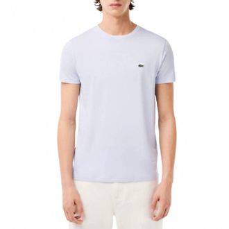 Lacoste Crew Neck Cotton Jersey Tee In Light Blue