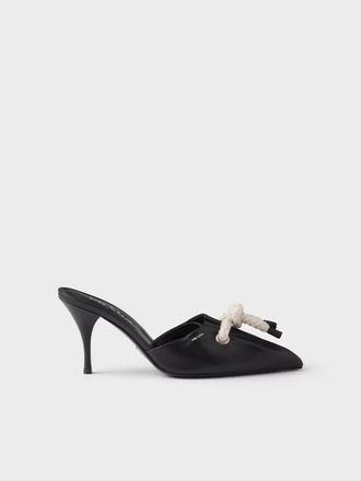 Prada Black Nappa Leather Rope Detail Womens Sandals