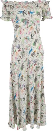 Rixo Printed Off-Shoulder Maxi Dress in Multicolor Viscose