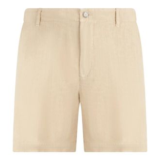 120% Lino 120% Lino, Casual Shorts, male, Beige, Size: M Linen Shorts
