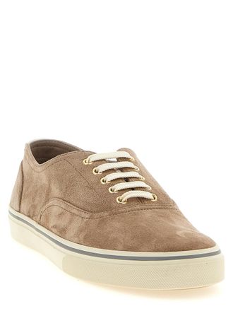 Brunello Cucinelli Suede Lace-Up Sneaker - Beige