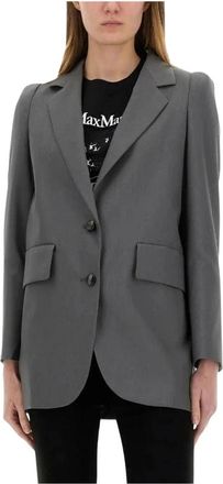 Max Mara Single-Breasted Wool Blend Blazer - Dames - Blazers - Grijs - S - Wol - Jassen