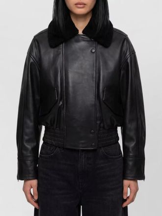 IVY OAK lambskin fur collar bomber jacket