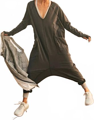 Free People Hot Shot Long Sleeve Onesie In Black