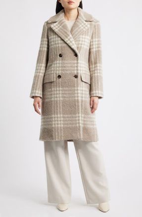 Fleurette Bailey Plaid Alpaca & Wool Blend Coat in Taupe Plaid at Nordstrom, Size 16